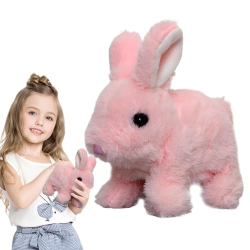 Liqzirtu Interaktiver ngefüllter Tier, realistischer interaktiver, Stoffed Bunny Plush Interactive Toy, Realistische elektronische Haustierspielzeugkaninchen -, Springen, wackelndes Ohren, von Liqzirtu