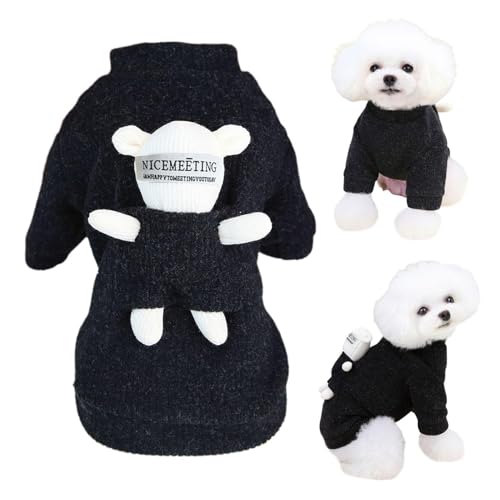 Liqzirtu Warmer Hundepullover – mit Bärenpuppe, warmer Hundemantel – schöner Stil, dick, Stricken, warme Haustierkleidung für Foto-Requisiten von Liqzirtu