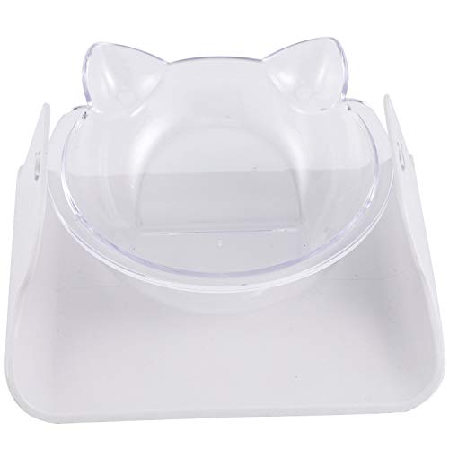 Lisher Haustiernapf Verstellbare Reisnapf für Katzen mit 15 Grad Neigung Katzenfutternapf Rutschfeste Schüssel Transparent Weiß von Lisher