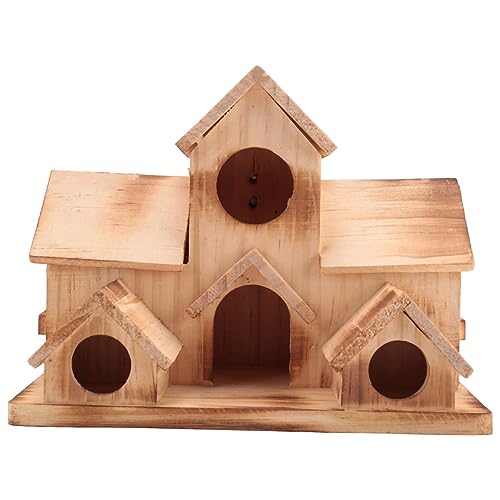 Lisher Nistkästen aus Holz, zum Aufhängen im Freien, natürliches Vogelhaus, handgefertigt, 6 Löcher von Lisher