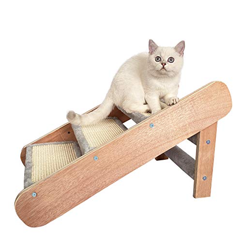 Haustiertreppe für kleine Hunde und Katzen mit 3 Stufen. Hundetreppen und Katzentreppen für kleine und alte Katzen und Hunde. Sofahöhe 38 cm, Sofa, aus Holz + MDF. Zusammenklappbare 2-in-1-Rampe. von Liszton