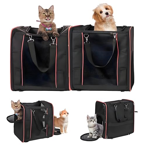 Katzentragetasche mit Katzentoiletten für 2 Katzen, doppelte, weiche Katzentragetasche für Auto, 81,3 x 43,2 x 30,5 cm, tragbare Haustier-Reisetasche für Katzen, kleine Hunde, bis zu 15,9 kg, von LitaiL