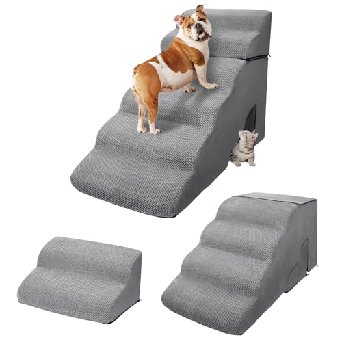 Hohe Hundetreppe & Stufen Rampen für hohe Betten 63,5-71,1 cm hoch LitaiL 6 Stufen Haustiertreppe für hohe Betten 76,2 cm kleine Hunde, rutschfeste Hunderampen für kleine Hunde, für ältere Katzen von LitaiL