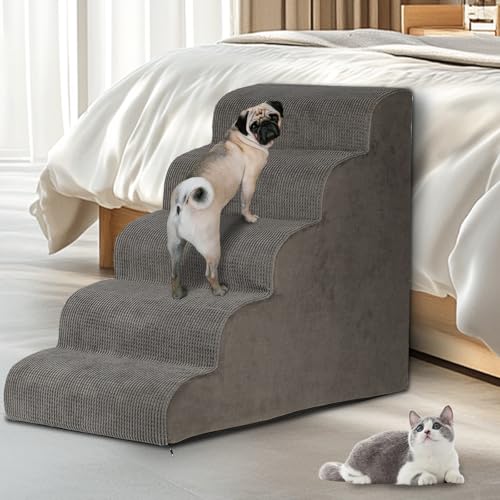 Hundetreppe für kleine große Hunde für hohe Betten 50,8-71,1 cm hoch, hochdichter Schaumstoff-Hundetreppe/Hunderampe für Betten/Couch, 58,4 cm, rutschfeste Haustiertreppe/Stufen für Betten für alte von LitaiL