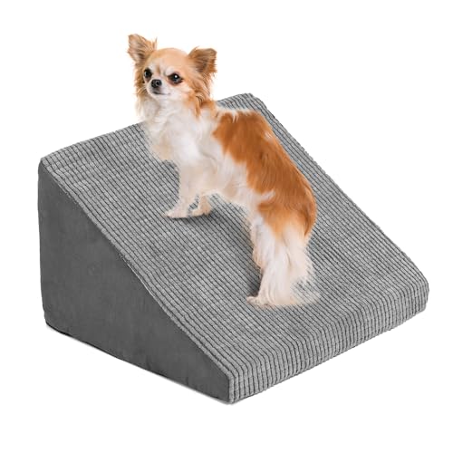 Hundetreppe Treppe für kleine Hunde und Katzen, Grau Modular Griffige Haustiertreppe Stufen für jede Treppe für kleine Hunde mit Anti-Rutsch-Streifen, Niedrig abgewinkelte Hunderampen für ältere Hunde von LitaiL