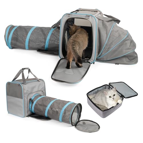 Katzentrage mit Katzentoilette, tragbare faltbare Reisebox für Katzen (Grau) von LitaiL