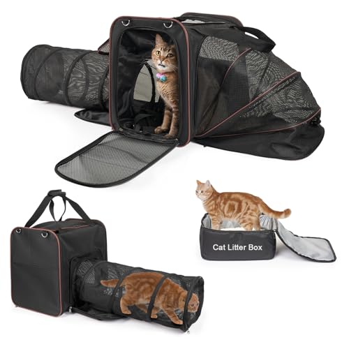 Katzentrage mit Katzentoilette, tragbare faltbare Reisebox für Katzen (Schwarz) von LitaiL
