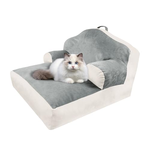LitaiL Haustier-Katzen-Couch-Bett, Katzen-Couch-Sofa für Katzen/Hunde bis zu 13,6 kg, Katzenbetten für Indoor-Katzen mit abnehmbarem und waschbarem Bezug, Hundebetten für kleine, mittelgroße Hunde, von LitaiL