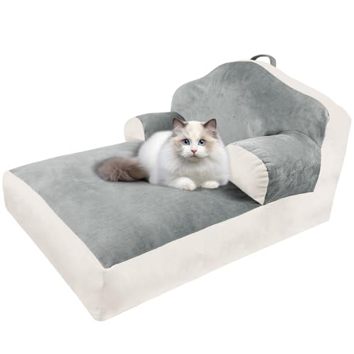 LitaiL Haustier-Katzen-Couch-Bett, Katzen-Couch-Sofa für Katzen/Hunde bis zu 27,2 kg, Katzenbetten für Indoor-Katzen mit abnehmbarem und waschbarem Bezug, Hundebetten für kleine, mittelgroße Hunde, von LitaiL