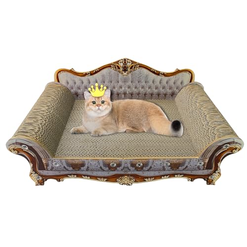 LitaiL Kratzbrett aus Pappe für Katzen, Kratzbretter Katze, Kratzpappe mit Katzenminze, Luxury 2 in 1 Katzenkratzbretter für Sofaschutz, Maße 55 x 32cm, grau von LitaiL