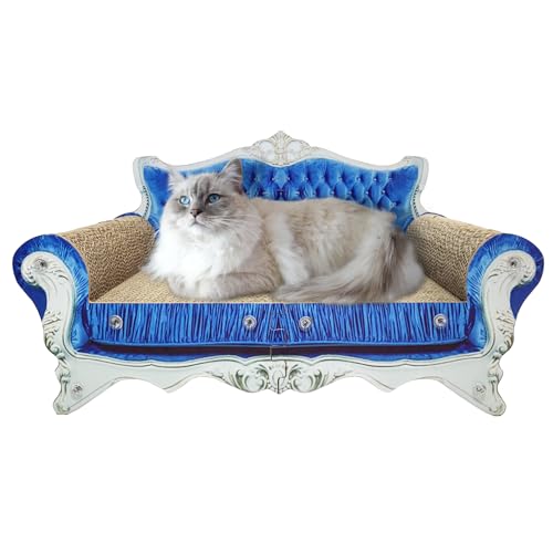 LitaiL Kratzpappe für Katzen, Kratzbretter Katze, Kratzpappe mit Katzenminze, Luxury 2 in 1 Katzenkratzbretter für Sofaschutz, Maße 55 x 32cm, Blau von LitaiL