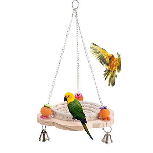 Bird Nest Swing Hammock Cage Hatch House Breeding Nest Handmade Cotton Weave Hemp Rope Hut Cave with Bells Colorful Chew Toy for Parakeet Cockatiel Conure Lovebird Finch (Cotton) von Litewoo