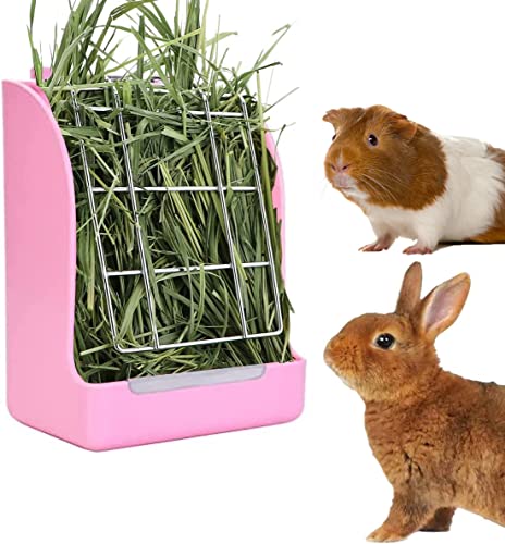 Futterstation für Kleintiere, für Heu, Meerschweinchen, Kaninchen, Chinchilla, Hamster und andere Kleintiere, Rosa von Litewoo