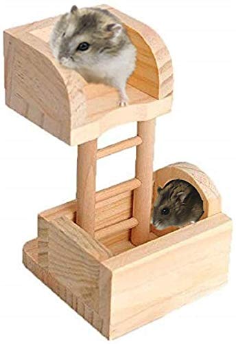 Hamster Holzhaus Aussichtsturm Kletterleiter Spielzeug für Chinchillas, Rennmäuse, Ratten, Mäuse, Meerschweinchen von Litewoo