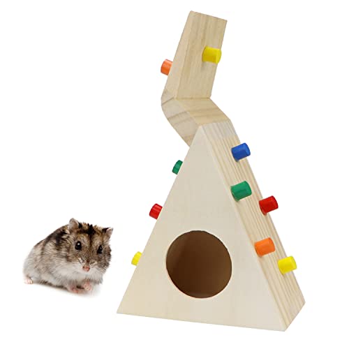 Hamster Kletterspielzeug Holzhaus für Haustier Zwerghamster Rennmäuse Ratte Kleintier Käfig Kauspielzeug Leiter Haus von Litewoo