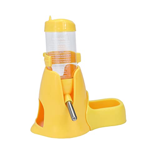 Hamster-Wasserflasche für kleine Haustiere, automatische Trinkflasche, zum Aufhängen, Wasserfütterung, automatischer Spender mit Futterbehälter, zum Aufhängen für kleine Frettchen, (80 ml, gelb) von Litewoo