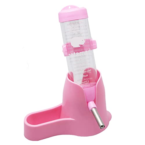 Litewoo 125 ml 3-in-1 Hamster-Wasserflasche, Futterbehälter, Basis für Trinken, Fütterung, Ratte, Meerschweinchen, Frettchen, Kaninchen, kleine Tiere, zum Aufhängen von Wasserflaschen, Rosa von Litewoo