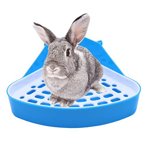 Litewoo Kaninchen Katzentoilette Toilette Hase Eckstreu Pfanne Haustier WC Töpfchen für Meerschweinchen Hamster Chinchilla Frettchen Kaninchen Kleintiere (blau) von Litewoo