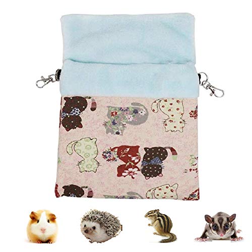 Litewoo Sugar Gliders Schlafsack für kleine Haustiere, Baumwolle, zum Aufhängen, warmes, bequemes Nestbett für kleine Tiere, Eichhörnchen, Marmosets, Ratten, Hamster (LARGR, rosa Katze) .. von Litewoo