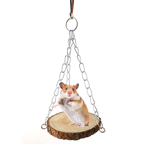 Litewood Hamster-Hängematte für Papageien, Schaukelspielzeug, Vogelsitzstange, Hamster, Eichhörnchen, Holz zum Aufhängen, Käfig-Kette von Litewoo