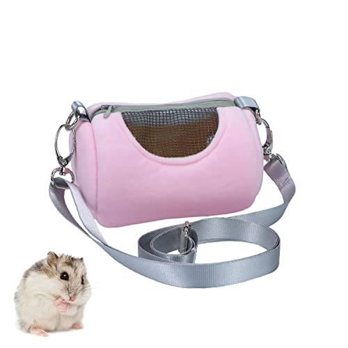 Litewood Hamster-Tragetasche, zylinderförmig, Handtasche mit verstellbarem Schultergurt, atmungsaktiv, tragbar, warm, Reisen für Zucker, Eichhörnchen, Mäuse, Ratten und kleine Tiere (Pink) von Litewoo