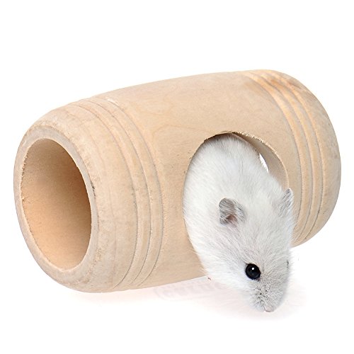 Litewood Hamster Tube Tunnel Spielzeug Habitat Naturholz Kauspielzeug Versteck Bett Nest Fass Form Haus Spielhaus für Hamster Rennmaus Ratte Maus Igel Kleintiere von Litewoo