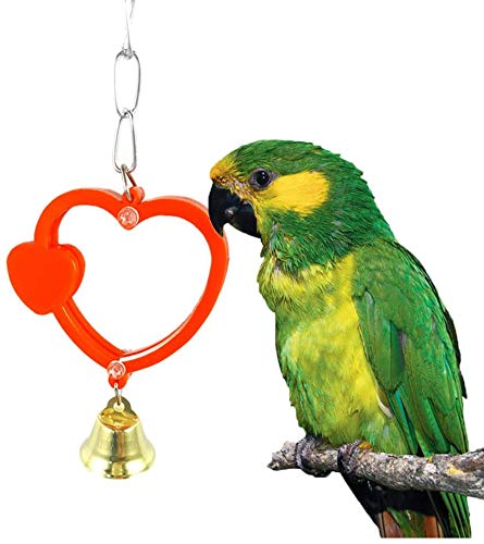 Vogel Spiegel Spielzeug mit Glocke Schaukel Hängende Ringer Leder Spiegel Spielzeug Papagei Käfig Zubehör Dekoration für kleine und mittelgroße Sittiche Nymphensittich Finken Lovebird Conure von Litewoo