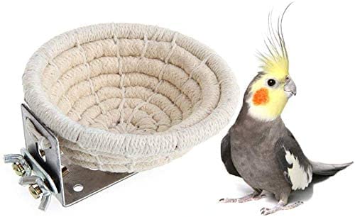 Vogelzucht Nest Bett Hütte Spielzeug mit warmer, bequemer Matte, handgefertigt, Baumwollgewebe, Hanfseil, Schlüpfhütte Höhle, Käfigzubehör für Sittiche, Sittiche, Wellensittiche, Wellensit von Litewoo