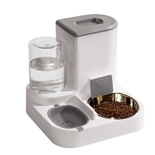 Little Bean® Automatischer Futterspender und Bewässerung, 2-in-1, automatischer 2,2 l Futterspender, 1 l Wasserspender für Hunde, Katzen, kleine und mittelgroße Haustiere, Reisezubehör (grau) von Little Bean