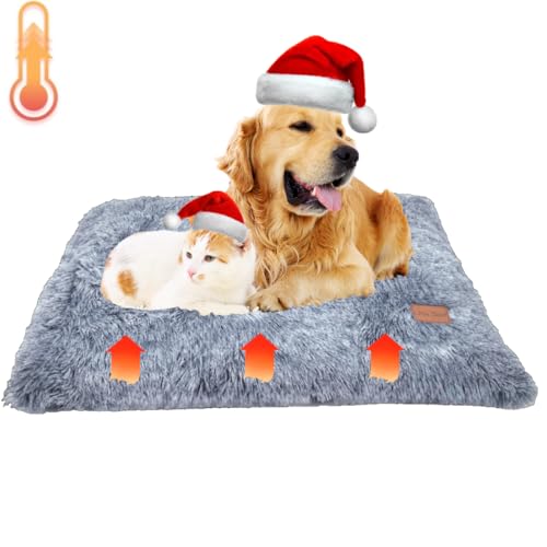 Little Bean Selbstheizende Decke Katze & Hunde,Haustiere Wärmematte Winter ohne Kabel Nicht-elektrische Erwärmung Haustier Matte für Outdoor und Indoor Große Kätzchen Kleine Welpen rutschfest (L) von Little Bean