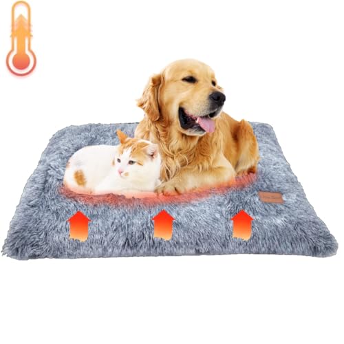 Little Bean Selbstheizende Decke Katze & Hunde,Haustiere Wärmematte Winter ohne Kabel Nicht-elektrische Erwärmung Haustier Matte für Outdoor und Indoor Große Kätzchen Kleine Welpen rutschfest (L) von Little Bean