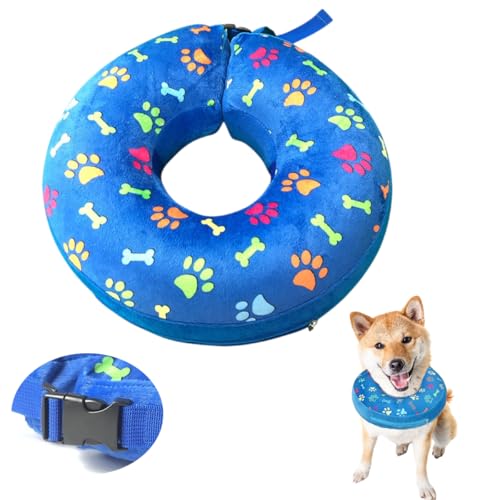 LittleBean Aufblasbare Halskrause Hund Katze Schutzkragen Krägen für Haustiere Hundekragen Leckschutz für Genesung nach Operationen oder Wunden (Blau Krallen, [Neck: 13.5"-15.5"] L) von Little Bean