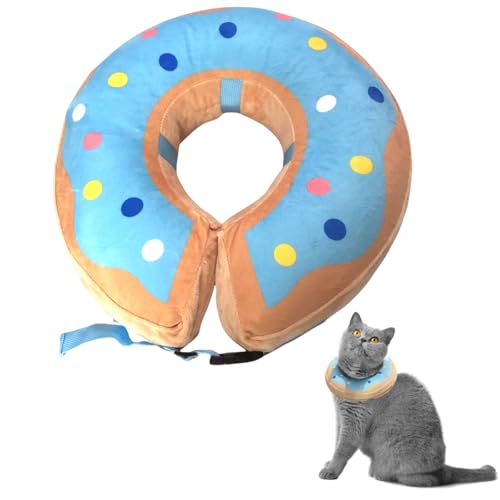 LittleBean Aufblasbare Halskrause Hund Katze Schutzkragen Krägen für Haustiere Hundekragen Leckschutz für Genesung nach Operationen oder Wunden (Blauer Donut, [Neck: 7"-10"] S) von Little Bean