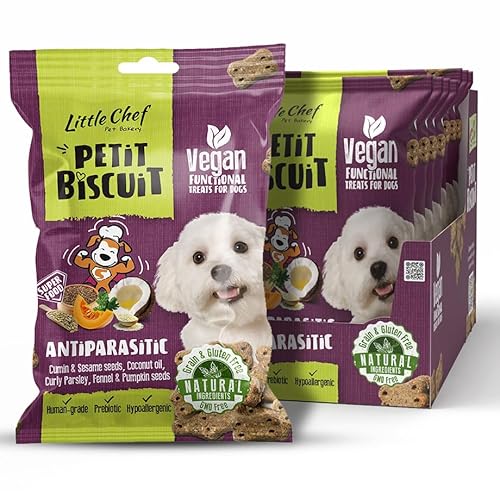 Little Chef 'Petit Biscuit' Funktioneller Hondensnack mit Präbiotika und Superfoods - Antiparasitär - Natürlich, vegan und gesund - 1 x 7 Stück (7) von Little Chef Pet Bakery