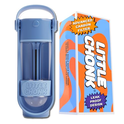 Little Chonk Hunde-Wasserflasche | Fortschrittliche Kohlefiltration für sicheres gefiltertes Wasser unterwegs | BPA-frei, auslaufsicher, tragbare Hunde-Reise-Wasserflasche mit einziehbarem von Little Chonk