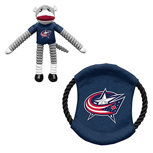 Littlearth Columbus Blue Jackets NHL Sockenaffe und Fliegende Scheibe, Haustierspielzeug-Kombi-Set von Little Earth Productions