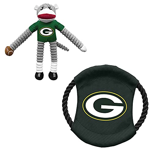 Littlearth Green Bay Packers NFL Sockenaffe und Fliegende Scheibe, Haustierspielzeug-Kombi-Set von Little Earth Productions