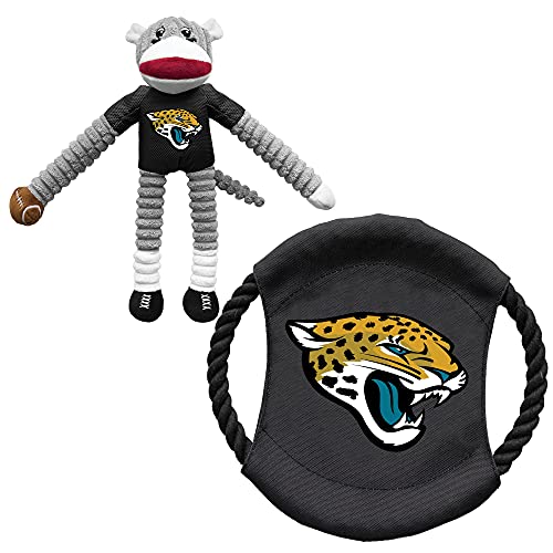 Littlearth Jacksonville Jaguars NFL Sockenaffe und Fliegende Scheibe, Haustierspielzeug-Kombi-Set von Little Earth Productions