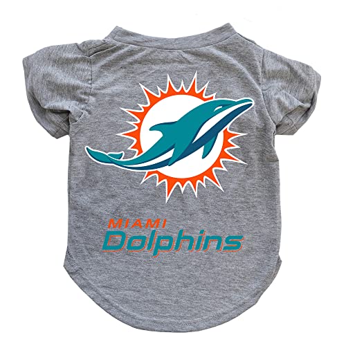 Littlearth Miami Dolphins NFL Haustier-T-Shirt, Dehnbare Baumwolle/Polyester Mischung, Aqua, Orange, Weiß, S (Hals: 11", Umfang: 13"-15", Rücken: 9"), NFL Pet T-Shirt von Little Earth Productions