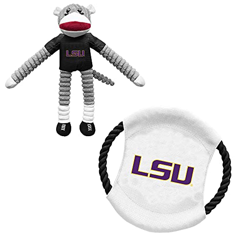 Littlearth NCAA LSU Tigers Hundespielzeug mit AFFE und Fliegender Scheibe für Erwachsene, Unisex, Team-Farbe, Einheitsgröße von Little Earth Productions