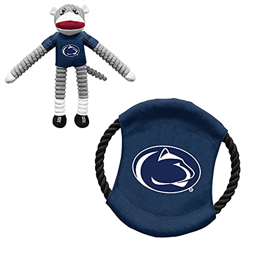 Littlearth NCAA Pennsylvania State University Socke Affe und fliegende Scheibe Haustierspielzeug Combo Set von Little Earth Productions