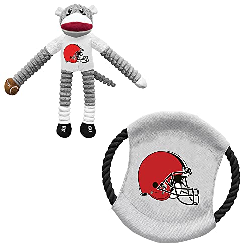 Littlearth NFL Cleveland Browns Hundespielzeug, AFFE und Fliegende Scheibe, Unisex, Erwachsene, Team-Farbe, Einheitsgröße von Little Earth Productions