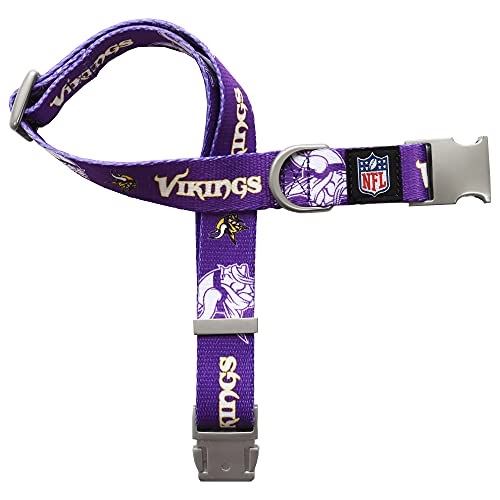 Littlearth NFL Minnesota Vikings Premium Haustier-Halsband, Unisex, Erwachsene, Team-Farbe, Größe M von Little Earth Productions