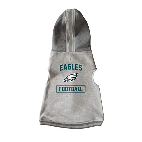 Littlearth NFL Philadelphia Eagles Haustier-Sweatshirt mit Kapuze, Rundhalsausschnitt, Größe XS, Grau von Little Earth Productions