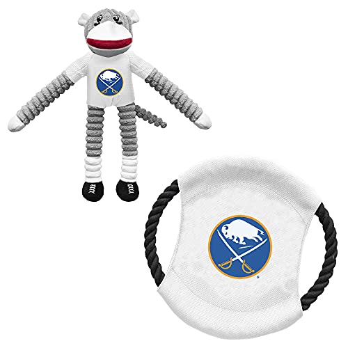 Littlearth NHL Buffalo Sabres Hundespielzeug mit AFFE und Fliegender Scheibe, Unisex, Erwachsene, Team-Farbe, Einheitsgröße von Little Earth Productions