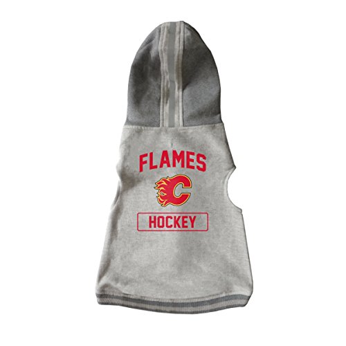 Littlearth NHL Calgary Flames Haustier-Kapuzenpullover, Unisex, für Erwachsene, Grau, Größe M von Little Earth Productions