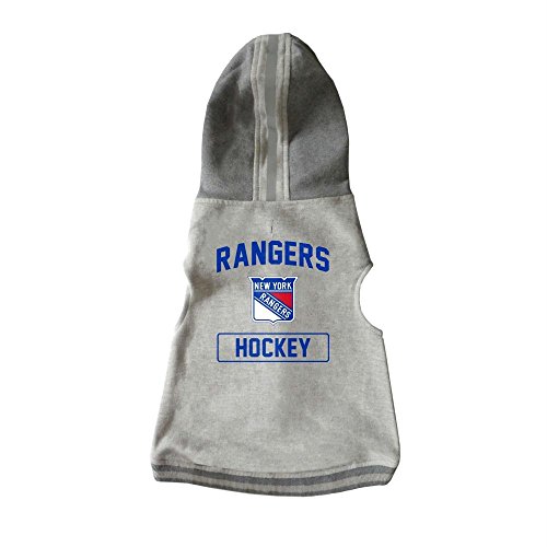 Littlearth NHL New York Rangers Haustier-Kapuzenpullover, Unisex, für Erwachsene, Grau, Größe M von Little Earth Productions