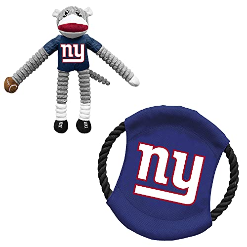 Littlearth New York Giants NFL Sockenaffe und Fliegende Scheibe Haustierspielzeug-Kombi-Set von Little Earth Productions