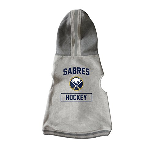 Littlearth Unisex-Erwachsene NHL Buffalo Sabres Haustier Kapuze Rundhalsausschnitt mit Team-Logo und Namen, Grau, Größe M von Little Earth Productions