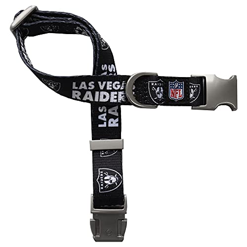 NFL Las Vegas Raiders NFL-Premium-Haustier-Halsband | strapazierfähiges Hundehalsband aus Metall | strapazierfähiges Haustier-Halsband in Team-Farbe, groß von Little Earth Productions